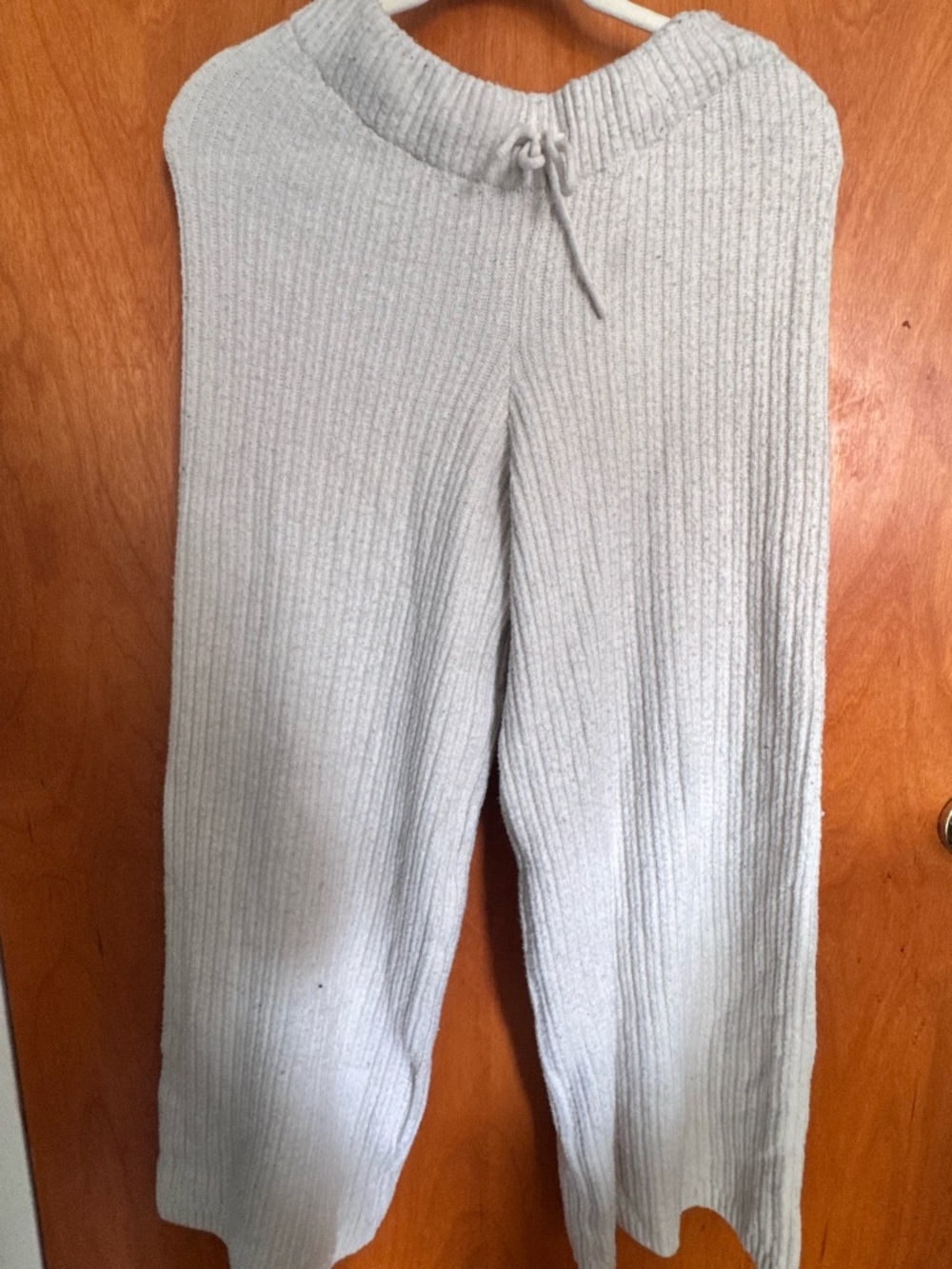 Cozy Ribbed Knit Lounge Pants in Cream
